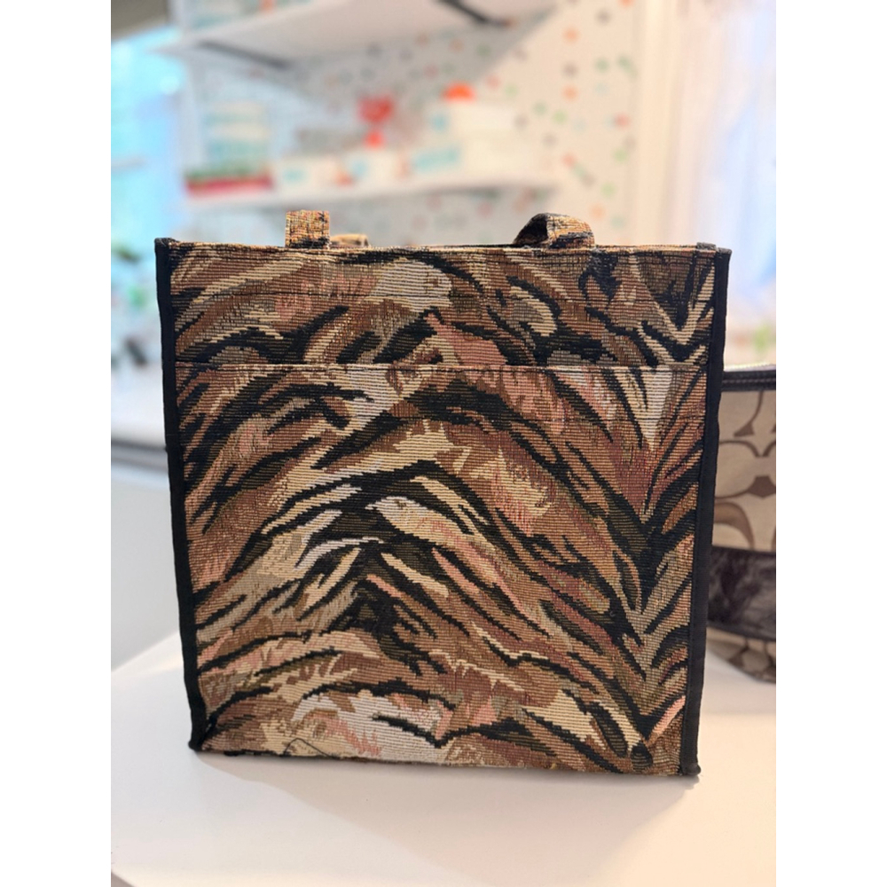 Tiger Print Tapestry Tote Bag | Boho Vintage Style Shoulder Bag